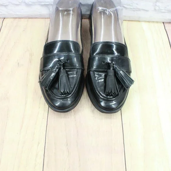Via Spiga Black Leather Slip On Tassel Casual Loafers Shoes Size 7 Medium - Picture 5 of 9